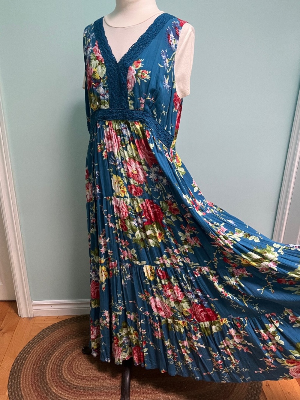 April Cornell maxi -dress with full tiered skirt, Sz M